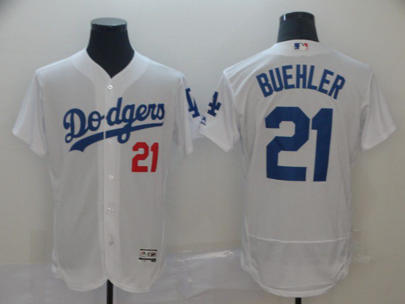 Men Los Angeles Dodgers 21 Buehler White Elite MLB Jersey
